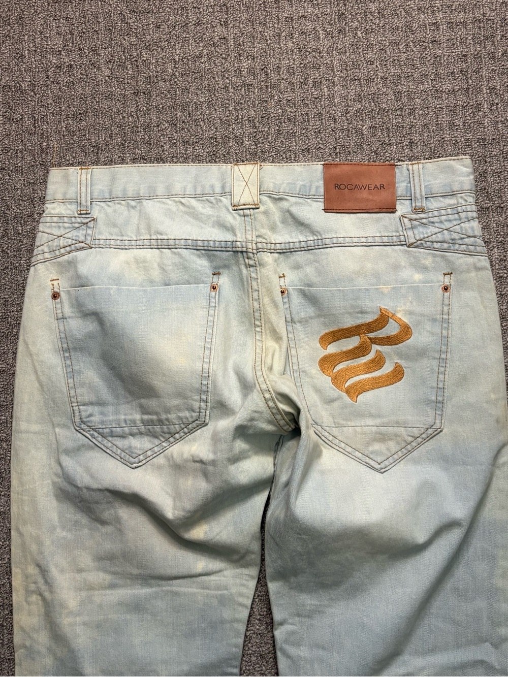 Y2K 2000s style Rocawear Embroidered Stained Baggy Jeans | $60